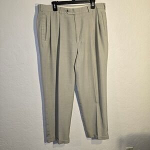 Slates Mens 34x29 Wool blend Pleated Dress Pants Gray cuffed Business Trousers